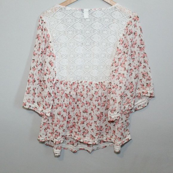 Torrid Floral Lace Chiffon Blouse Ivory H10946 - Picture 5 of 10